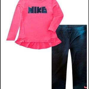 NWT Nike toddler girl outfi 2T pink purple two 2 piece LS long sleeve shirt pant
